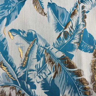 Banana Leaf Bliss Teal Blue et Gold Rideaux tropicaux 8