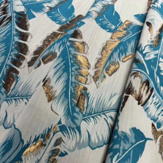 Banana Leaf Bliss Teal Blue et Gold Rideaux tropicaux 6