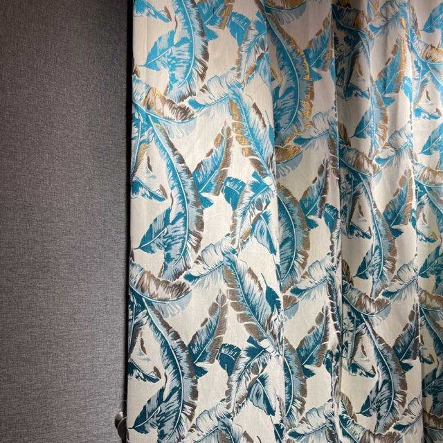 Banana Leaf Bliss Teal Blue et Gold Rideaux tropicaux 1