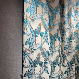 Banana Leaf Bliss Teal Blue et Gold Rideaux tropicaux