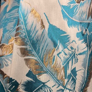 Banana Leaf Bliss Teal Blue et Gold Rideaux tropicaux 5