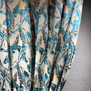 Banana Leaf Bliss Teal Blue et Gold Rideaux tropicaux 2