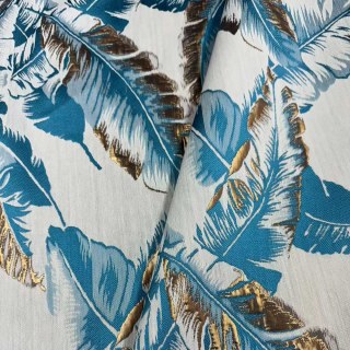 Banana Leaf Bliss Teal Blue et Gold Rideaux tropicaux 7