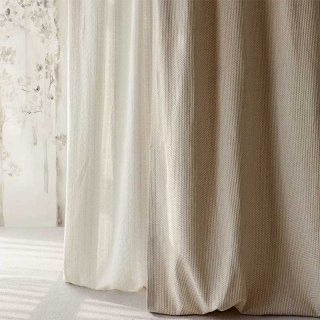 Panier Tissé Bonheur Rideaux Mélange Coton Lin Beige Crème 3