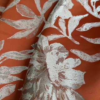 Blossom Tapisserie Terre Cuite Orange Satin Floral Rideaux 3