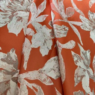 Blossom Tapisserie Terre Cuite Orange Satin Floral Rideaux 4