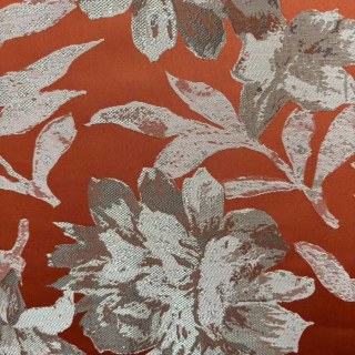 Blossom Tapisserie Terre Cuite Orange Satin Floral Rideaux 2