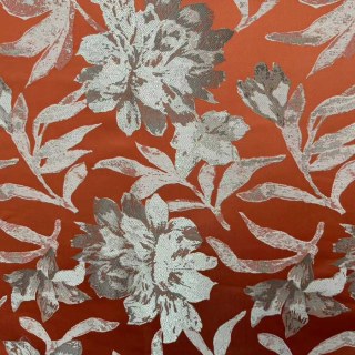 Blossom Tapestry Terracotta Orange Satin Floral Rideaux