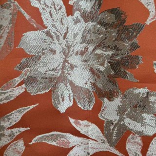 Blossom Tapisserie Terre Cuite Orange Satin Floral Rideaux 5