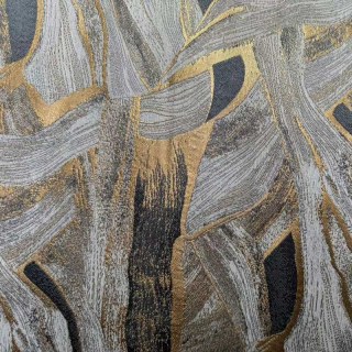 Dreamscape Luxe Jacquard Résumé Rideaux gris et or