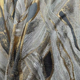 Dreamscape Luxe Jacquard Résumé Rideaux gris et or 4