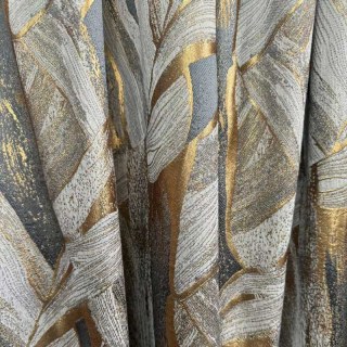 Dreamscape Luxe Jacquard Résumé Rideaux gris et or 2