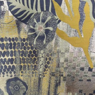 Terreux jaune fouetté et doré Rideaux Floraux modernes 3