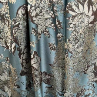 Floral Reverie Jacquard Rideaux bleus d'oeufs de canard