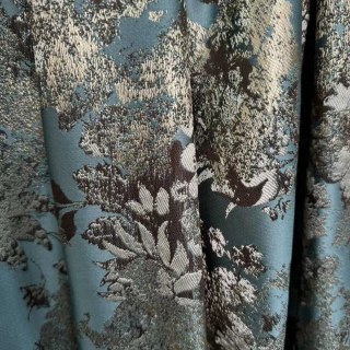 Floral Reverie Jacquard Rideaux bleus d'oeufs de canard 2
