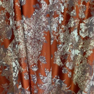 Floral Reverie Jacquard Terracotta Rideaux orange 4