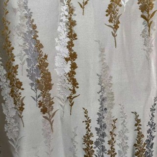 Lavande Elegance Luxe Jacquard Crème Rideaux Floraux Or 8