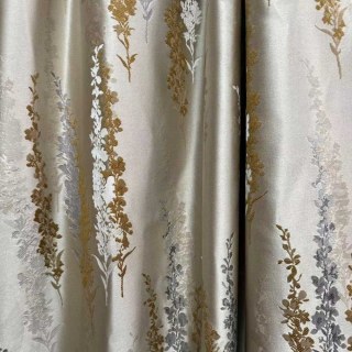 Lavande Elegance Luxe Jacquard Crème Rideaux Floraux Or 5