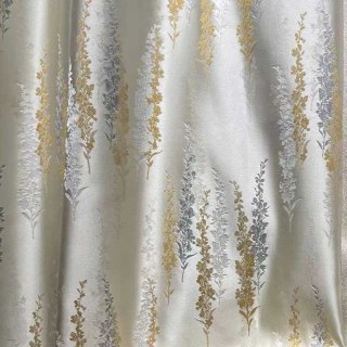 Lavande Elegance Luxe Jacquard Crème Rideaux Floraux Or 4