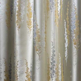 Lavande Elegance Luxe Jacquard Crème Rideaux Floraux Or 3