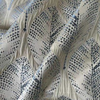 Feuille danse luxe Jacquard crème et bleu rideau floral 2