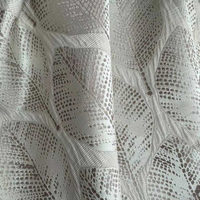 Feuille danse de luxe Jacquard crème et brun rideau floral 1