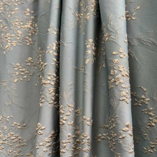 Printemps Bouquet 3D Jacquard Pastel Bleu et Or Résumé Rideaux Floraux 3