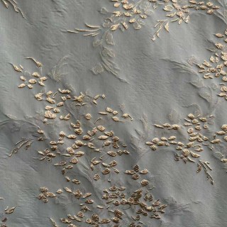 Printemps Bouquet 3D Jacquard Pastel Bleu et Or Résumé Rideaux Floraux 4