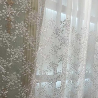 Bouquet de printemps brodé blanc d'ivoire Floral Voile Rideau