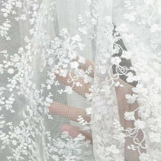 Bouquet de printemps brodé blanc d'ivoire Floral Voile Rideau 4