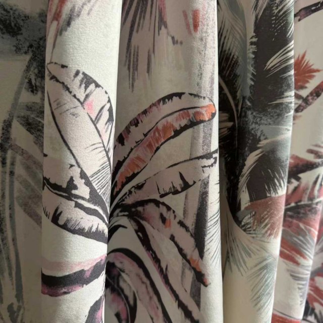 Palmes Coucher de soleil Multicolore Rideaux fleuris tropicaux en velours 1