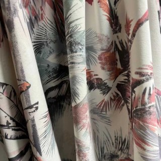 Palmes Coucher de soleil Multicolore Rideaux fleuris tropicaux en velours 2