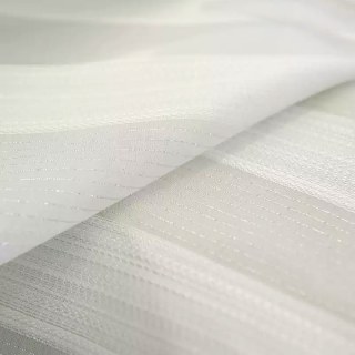 Shimmer lunaire Argent Bold rayé blanc Rideau voilé 3