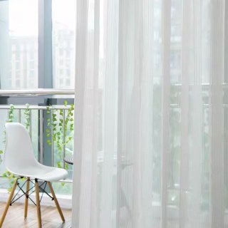 Shimmer lunaire Argent Bold rayé blanc Rideau voilé 6