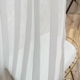 Shimmer lunaire Argent Bold rayé blanc Rideau voilé