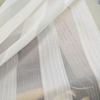 Shimmer lunaire Argent Bold rayé blanc Rideau voilé 2