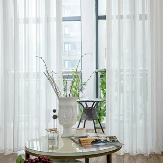 Shimmer lunaire Argent Bold rayé blanc Rideau voilé 5