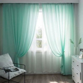 Satiné Touch Turquoise Vert Voile Rideau 2