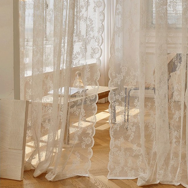 Rideaux de dentelle Posey Rideaux de filet blanc d'ivoire 1