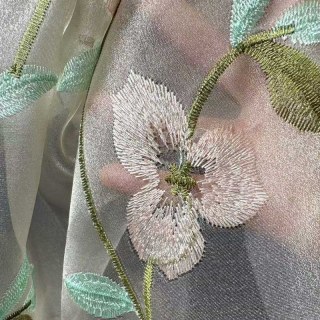 Fancy Pansy Organza brodé Rideau voilé 2