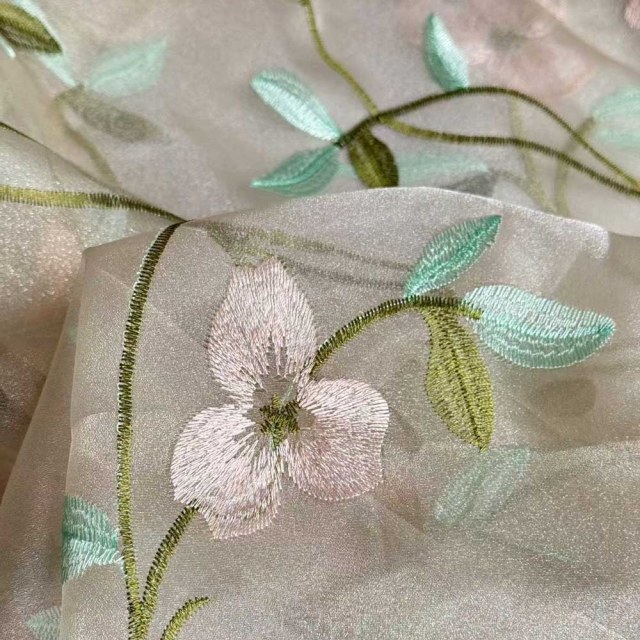 Fancy Pansy Organza brodé Rideau voilé 1