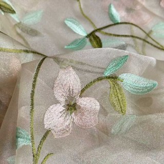 Fancy Pansy Organza brodé Rideau voilé 1