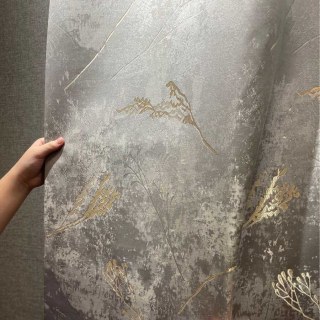Lunar Gold Luxe Jacquard Résumé Rideau floral gris 5