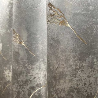 Lunar Gold Luxe Jacquard Résumé Rideau floral gris