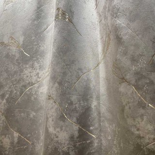 Lunar Gold Luxe Jacquard Résumé Rideau floral gris 2