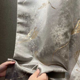 Lunar Gold Luxe Jacquard Résumé Rideau floral gris 6