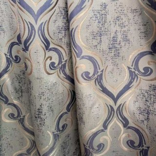 Rideaux de baroque bleu et damas doré