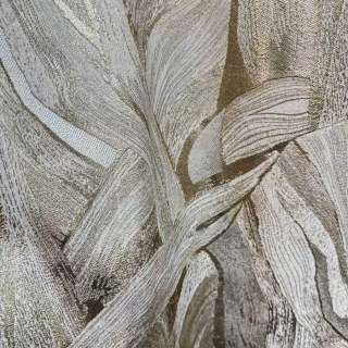 Dreamscape Luxe Jacquard abstrait crème et rideaux d'or