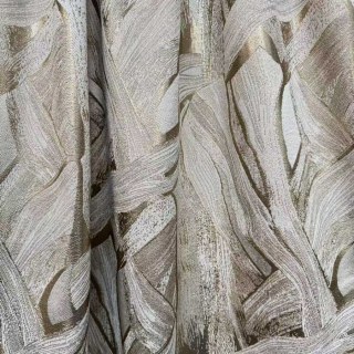 Dreamscape Luxe Jacquard abstrait crème et rideaux d'or 4