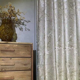 Golden Baroque Luxe Jacquard Crème Rideaux en or 2